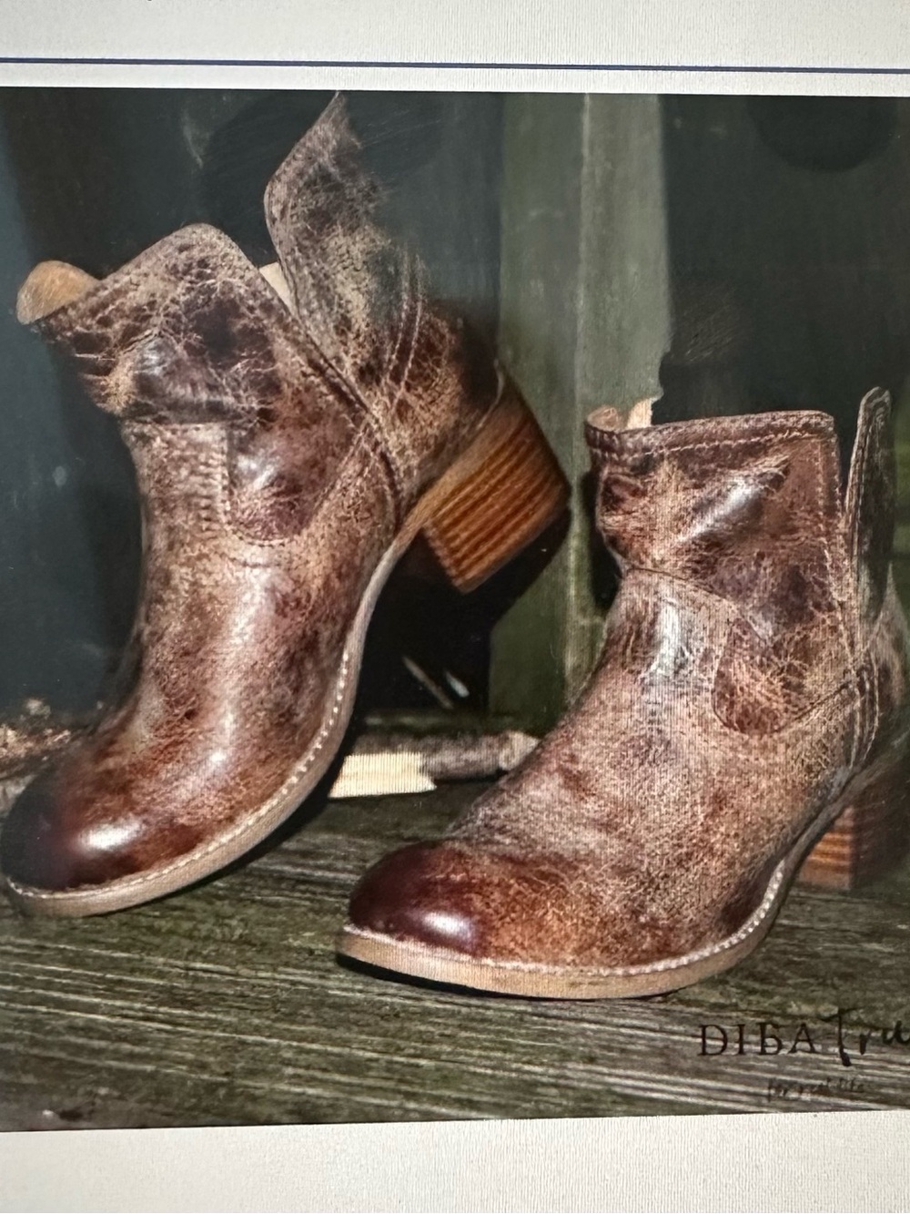 Women's Brown Distressed Leather Ankle Booties